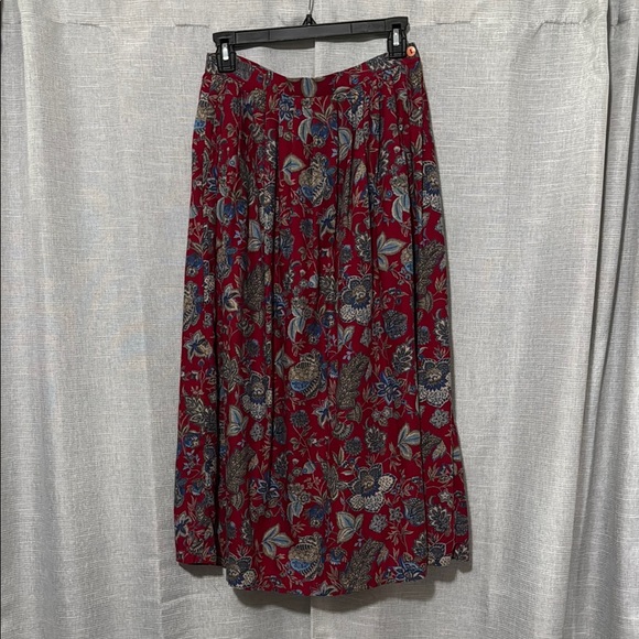 Vintage Carroll Reed Skirt-Cotton Blend-Red/Blue Floral-EUC - Picture 1 of 14
